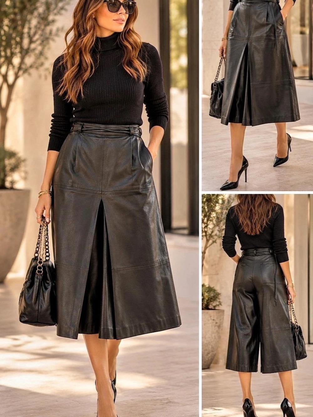 LOEWE Genuine Leather Culottes Skirt Pants Wide Leg (Retail $3,990) 💎 ✨